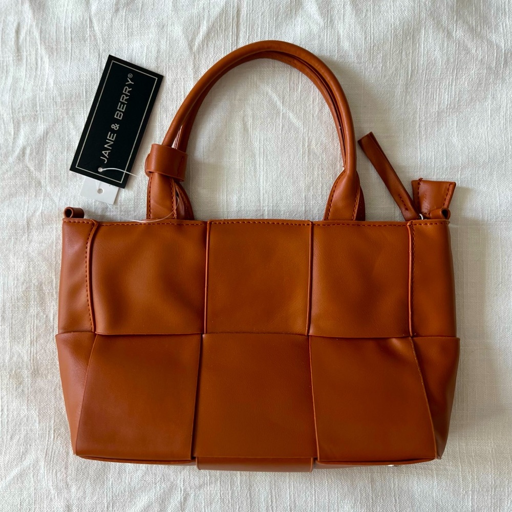 Cognac Basket Weave Handbag/Crossbody